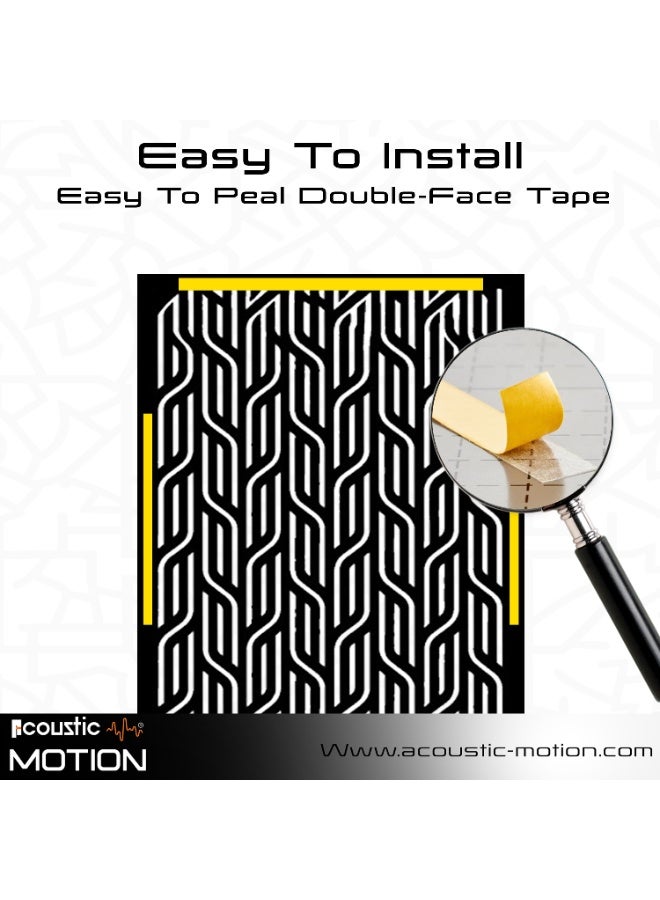 أكويستك موشان لوحات ديكور فنية جدارية خشبية من ACOUSTIC MOTION®، تصميم DECORE مع شريط لاصق مزدوج الوجه، معلق على الحائط باللون الأسود الحديث للمنزل وغرفة المعيشة وغرفة النوم والمكتب والفندق، 25 × 50 × 0.5 سم، مجموعة مكونة من 4 قطع - Image 2